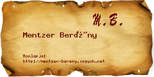 Mentzer Berény névjegykártya